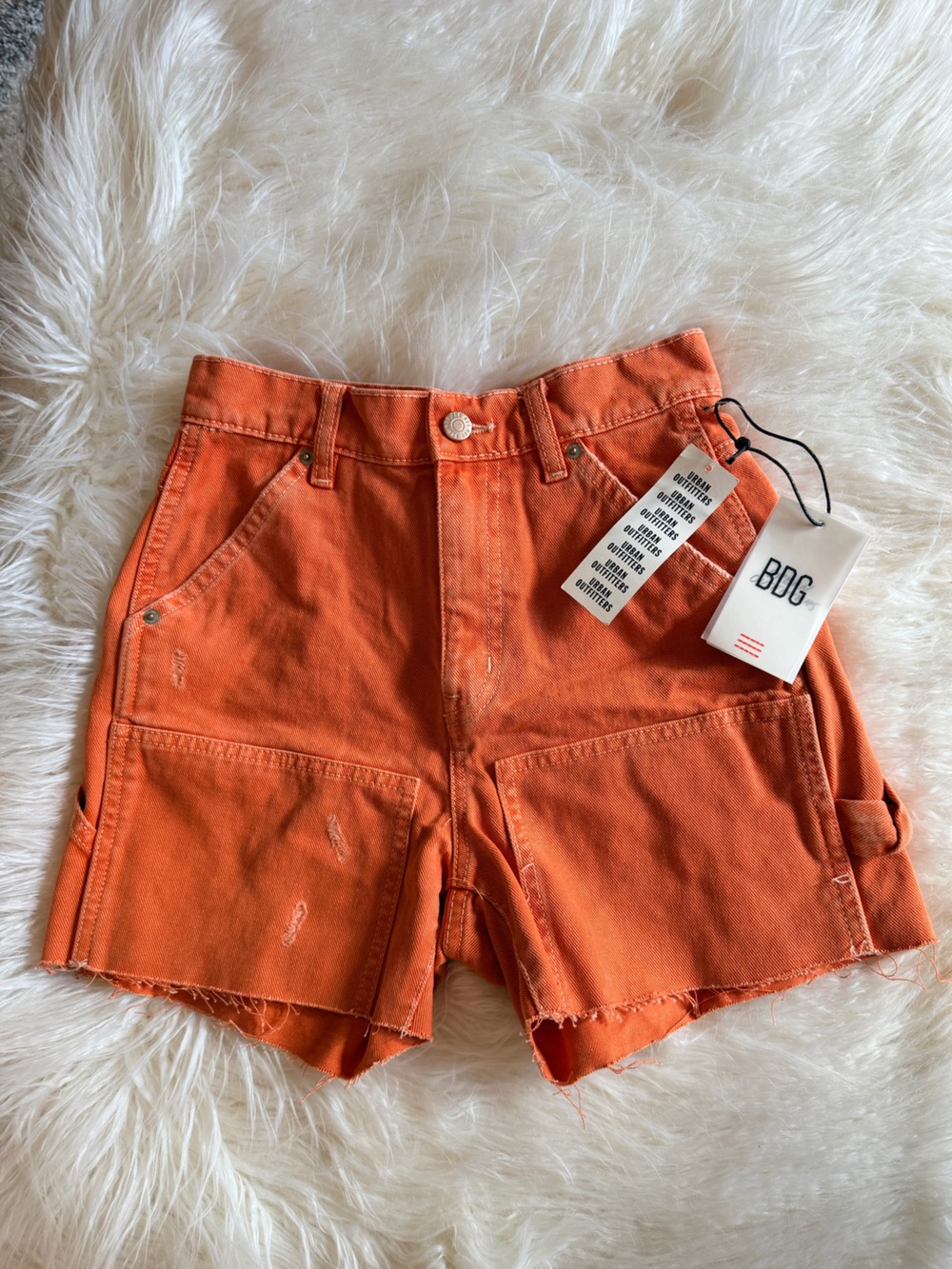 BDG Orange Utility Cargo Shorts